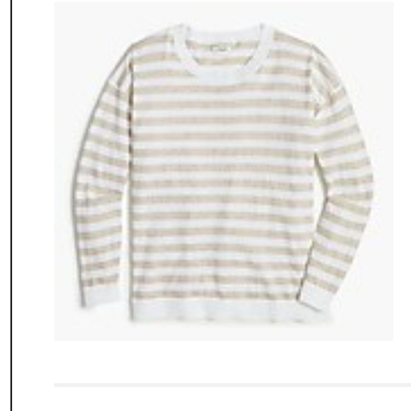 JCrew Sweater Crewneck Long Sleeve Tan Sand Fawn Cream White Striped L - Picture 9 of 9